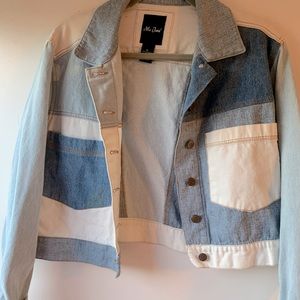 Trendy cropped color block Denim jacket